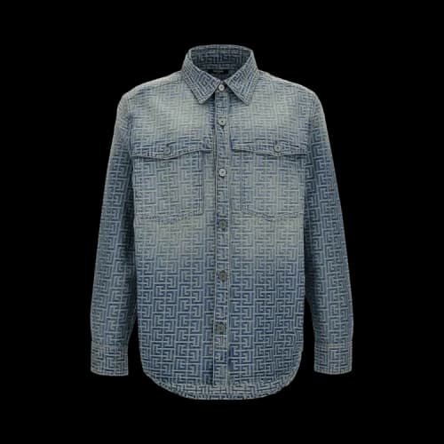 Balmain Embroidered Denim Shirt 'Blue'