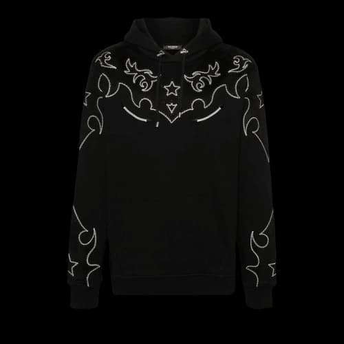 Balmain Embroidered Sleeved Hoodie 'Black/Black'