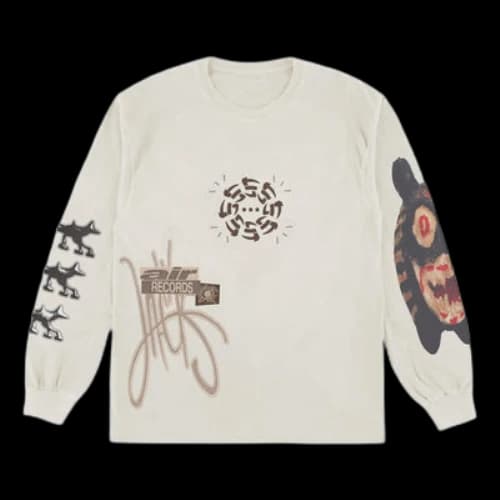 Travis Scott Air Records Long Sleeve T-shirt 'Natural'