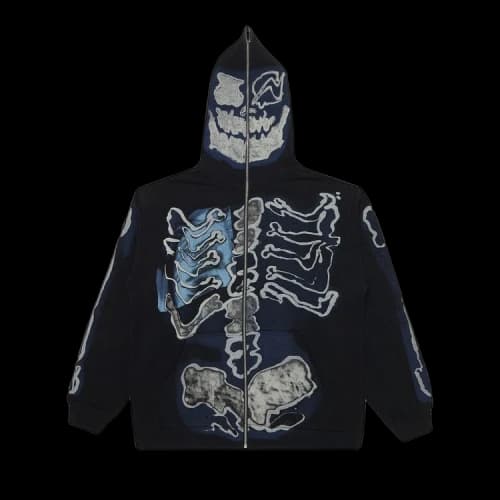 Cactus Jack by Travis Scott For Fragment Skeleton Graffiti Full Zip Hoodie 'Black'