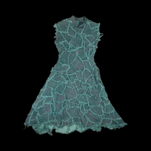 Charles Jeffrey Loverboy Dyed Bash Crash Fringe Dress 'Blue'