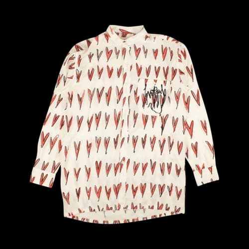 Charles Jeffrey Loverboy Grandad Collar Silk Shirt 'White'