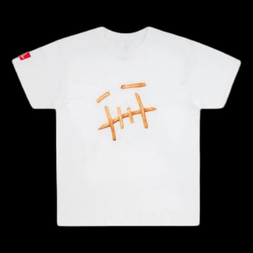 Travis Scott Cactus Jack x Mcdonald Crossover fries Pattern Casual Short Sleeve White