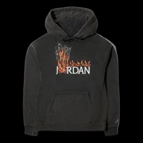 Air Jordan x Travis Scott Track Flame Printing Hoodie Asia Sizing 'Black'