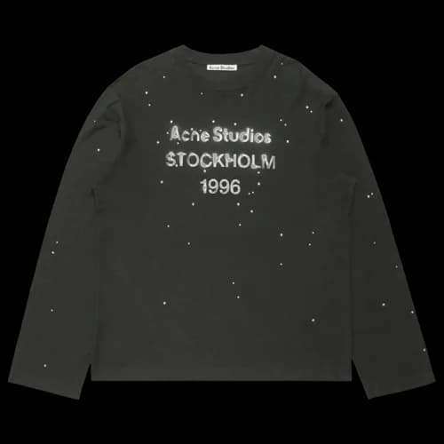 Acne Studios Logo Long-Sleeve Crewneck T-Shirt 'Black'