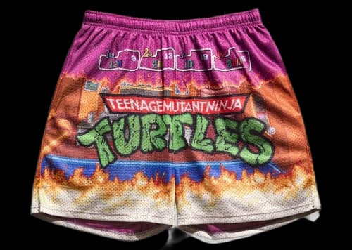 Chalk Line TMNT Video Game Boss Level Retro Shorts Multi