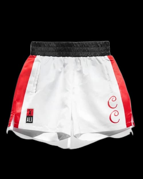 Chalk Line Muhammad Ali Cassius Clay Satin Fight Shorts White/Red