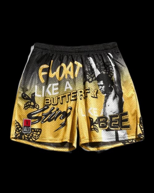 Chalk Line Muhammad Ali Float Like A Butterfly Retro Shorts Black/Yellow