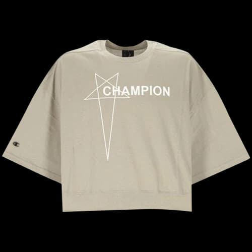 Rick Owens x Champion Logo Embroidered Cropped T-Shirt 'Pearl'