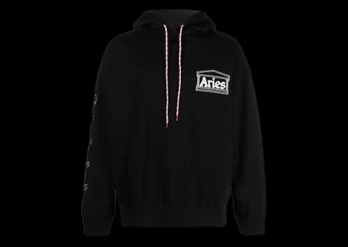 Aries Logo Print Hoodie Black