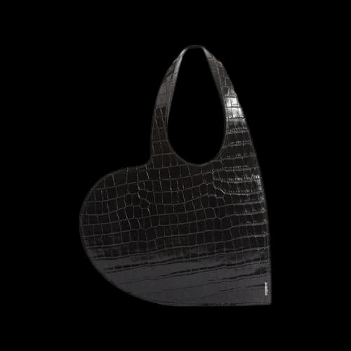 Coperni Croco Mini Heart Tote Bag 'Black'