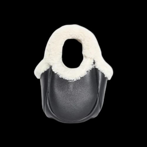 Coperni Shearling Mini Bucket Swipe Bag 'Black/White'