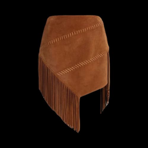 Coperni Suede Asymmetric Fringed Skirt 'Brown'