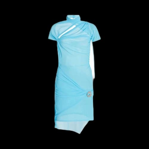 Coperni Asymmetric Draped Mesh Dress 'Azur'