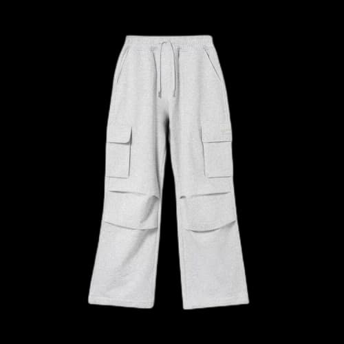 Coperni Fleece Wide Leg Cargo Pants 'Pale Grey'