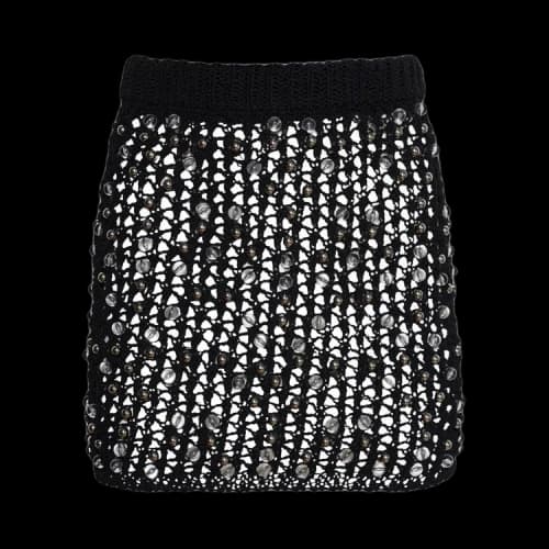 Coperni Beaded Knitted Skirt 'Black'