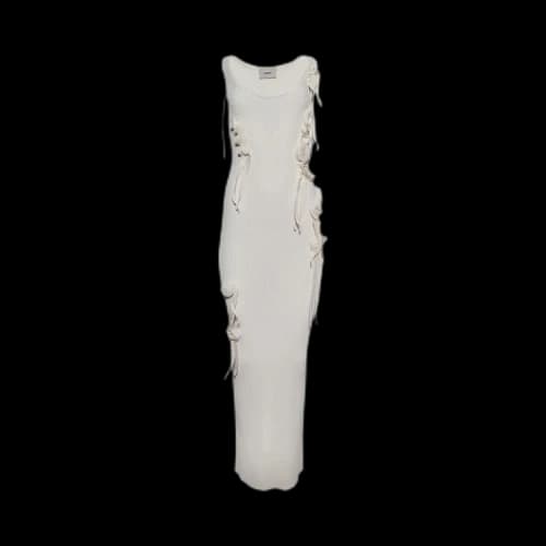 Coperni Knitted Ribbon Long Tank Dress 'White'