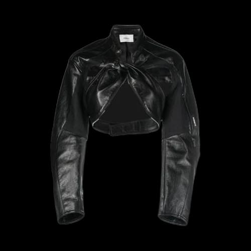 Coperni Cut Out Cropped Biker Jacket 'Black'