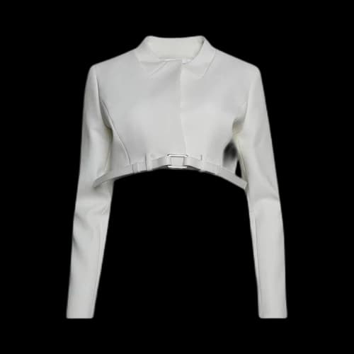 Coperni Cropped Belted Jacket 'White'