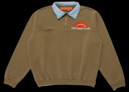 Cactus Plant Flea Market Green Flash Denim Half Zip Fleece Olivedrab