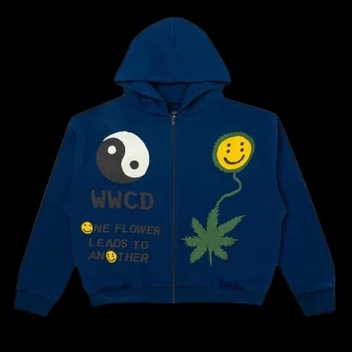 Cactus Plant Flea Market Earth First Zip Hooded Sweatshirt 'Blue'