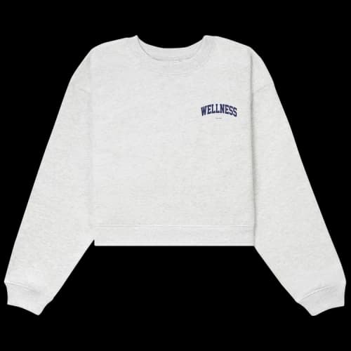 Sporty & Rich Wellness Ivy Cropped Crewneck 'Heather Grey/Navy'