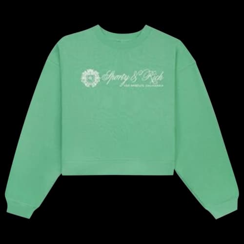 Sporty & Rich Regal Cropped Crewneck 'Verde/White'
