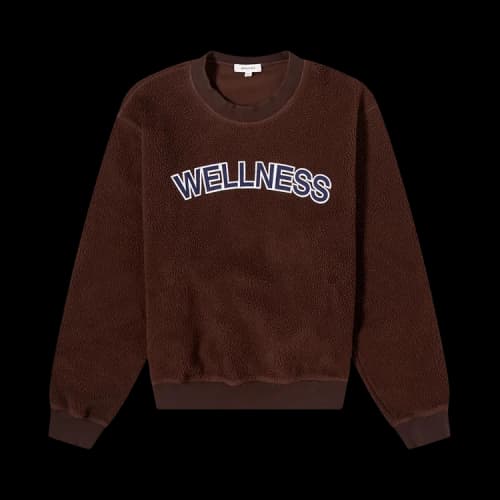 Sporty & Rich Sherpa Fleece Cropped Crewneck 'Chocolate'