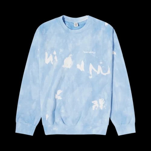 Sporty & Rich Serif Logo Embroidered Tie Dye Crewneck 'White'