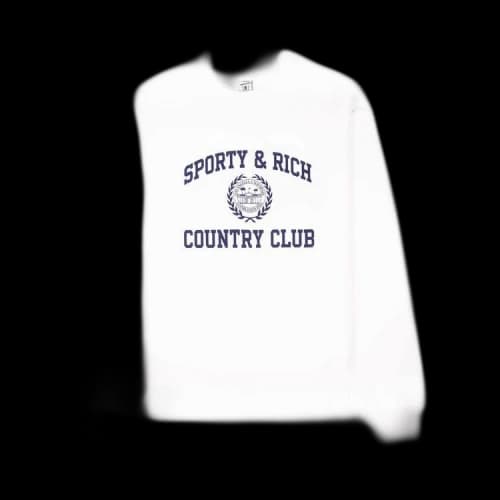 Sporty & Rich Varsity Crest Crewneck 'White/Navy'
