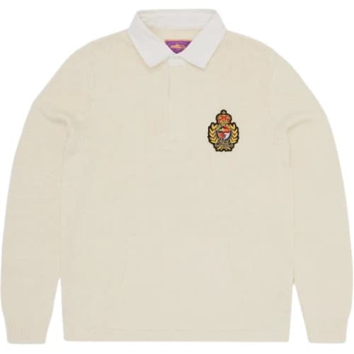 Corteiz Royale Crest Knit Rugby Shirt 'Cream'