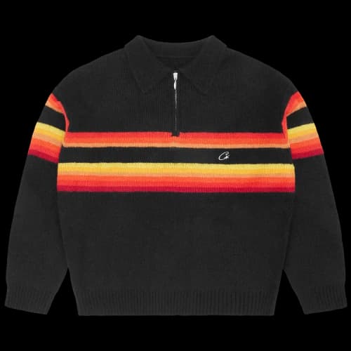 Corteiz Gradient Half Knit Zip Pullover 'Black'