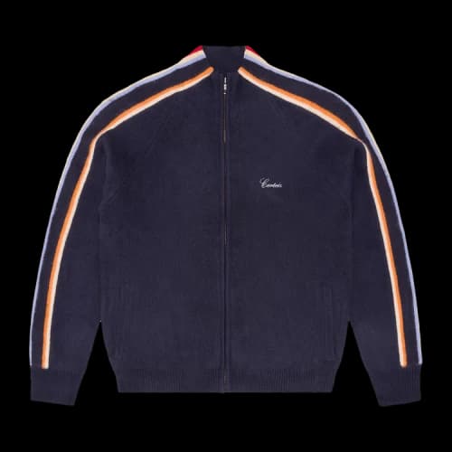 Corteiz Multi Stripe Knit Zip Up 'Navy'