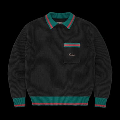 Corteiz Gianni Knit Polo Sweater 'Black'