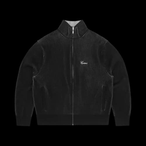 Corteiz 2 Tone Ribbed Knit Zip Up 'Black'