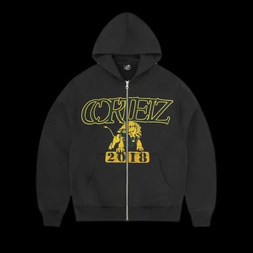 Corteiz Lion Varsity Zip Hoodie 'Black'