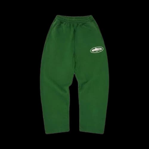 Corteiz Island Puff Print Open Hem Sweatpant 'Green'