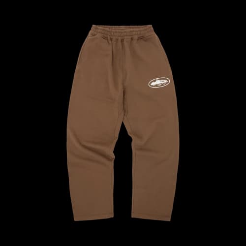 Corteiz Island Puff Print Open Hem Sweatpant 'Brown'