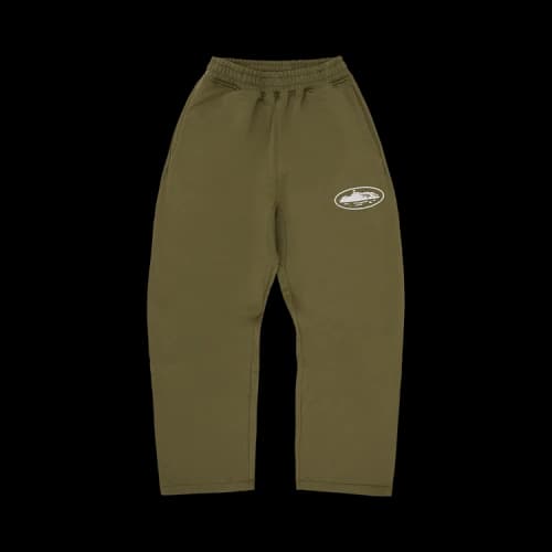 Corteiz Island Puff Print Open Hem Sweatpant 'Olive'