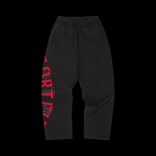 Corteiz Lundun Stitch Open Hem Sweatpant 'Black'