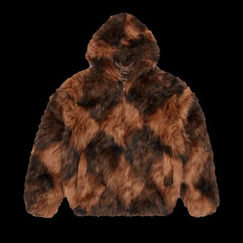 Corteiz Diamond Hooded Fur Jacket 'Brown'