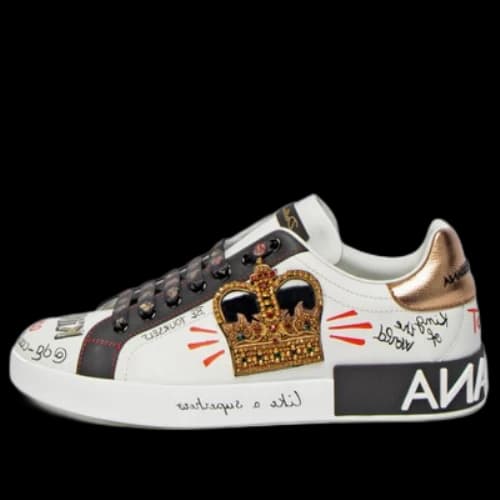 Dolce & Gabbana Portofino Printed Sneakers 'Graphic White Gold'