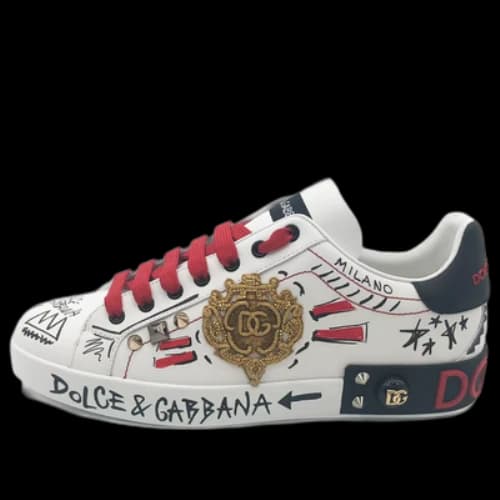 Dolce & Gabbana Portofino Printed Sneakers 'Graphic White Red'