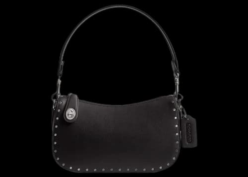 Coach Swinger Bag With Rivets Silver/Black