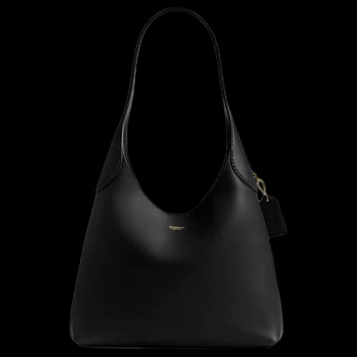 COACH Brooklyn Grain Leather Hobo Bag, Handbag, Shoulder Bag Small Women's Brass & Black