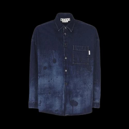 Marni Denim Short-Sleeve Shirt 'Blublack'