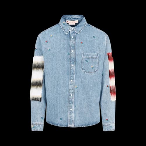 Marni Shirt With Patch Sleeves 'Blue'