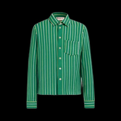Marni Intarsia Vertical Stripe Knit Shirt 'Green'