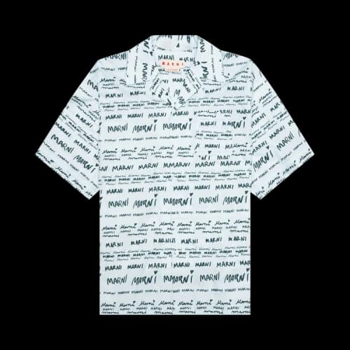 Marni Popeline Short-Sleeve Bowling Shirt 'Arctic'