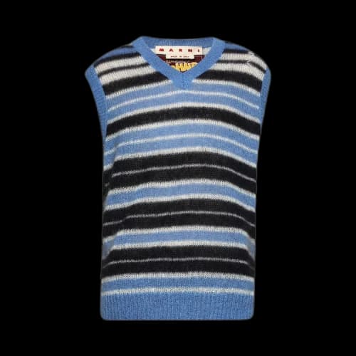 Marni Brushed Mohair Stripe Gilet 'Blue/Lilac'
